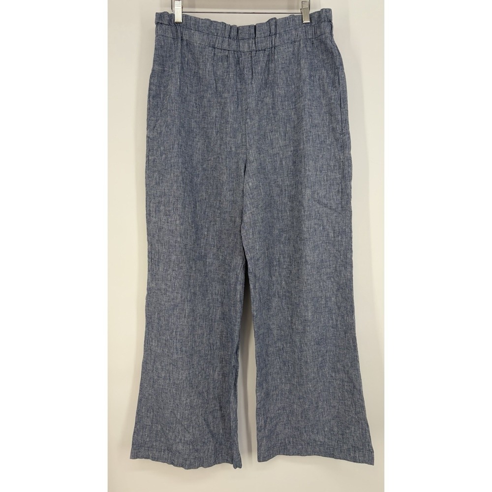 Express‎ High Rise Paperbag Pants L Linen Blend Wide Leg Resort Coastal Beach